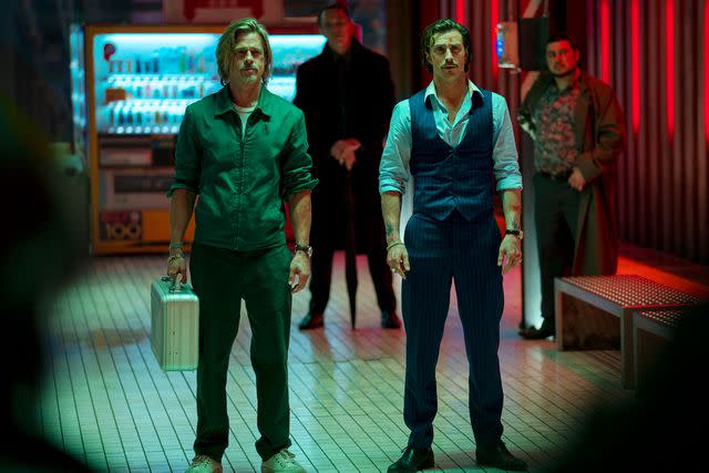 Scott Garfield/Sony Brad Pitt and Aaron Taylor-Johnson in 'Bullet Train'