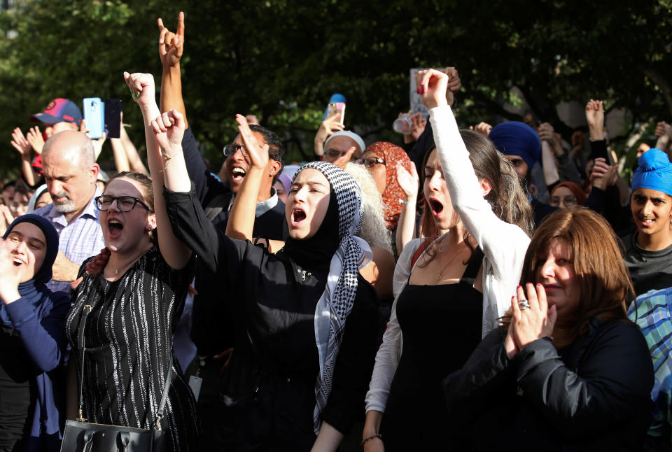 People protest Quebec's new Bill 21 in Montreal, Quebec, Canada, June 17, 2019.&nbsp; (Photo: Christinne Muschi / Reuters)