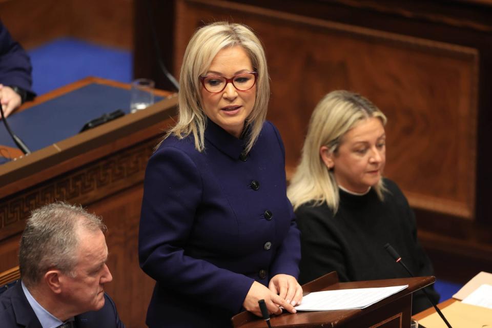 Sinn Fein vice-president Michelle O’Neill speaking after being appointed as Northern Ireland’s first minister (PA Wire)