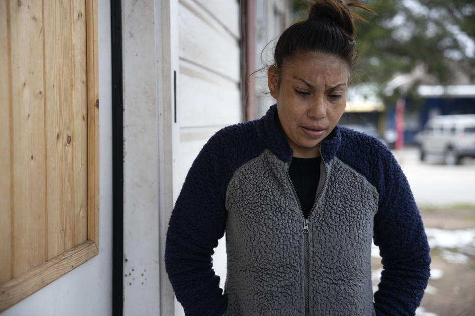 FILE - In this Feb. 18, 2021, file photo, Maria Pineda speaks about her son's future plans, in Conroe, Texas. Pineda son, Cristian Pavon Pineda, 11-years-old, died of suspected hypothermia as temperatures plummeted into the teens on Tuesday, Feb. 16. (Gustavo Huerta/Houston Chronicle via AP, File)