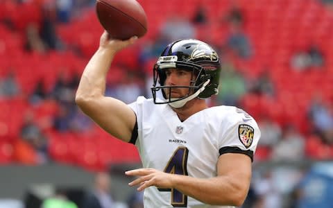 Sam Koch for Baltimore Ravens warms up before the NFL match between The Jacksonville Jaguars and The Baltimore Ravens - Credit: Mitchell Gunn/Getty Images