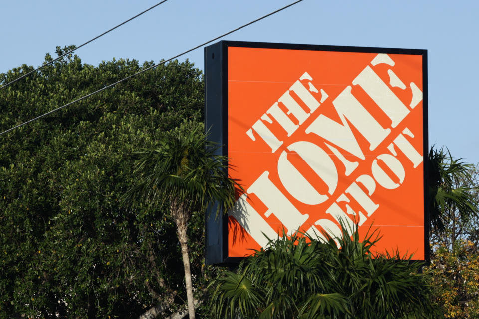 The Home Depot logo is seen in Florida Keys, United States on May 7, 2024. (Photo by Jakub Porzycki/NurPhoto via Getty Images)