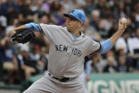 New York Yankees starting pitcher James Paxton throws against the Chicago White Sox during the first inning of a baseball game in Chicago, Sunday, June 16, 2019. (AP Photo/Nam Y. Huh)