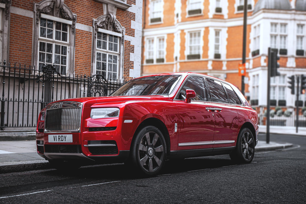 Rolls-Royce LONDON, UNITED KINGDOM - APRIL 14: The Rolls Royce Cullinan in Mayfair, London. The Cullinan is Rolls Royces first attempt at an SUV, and is also the brands first all wheel drive vehicle. (Photo by Martyn Lucy/Getty Images)