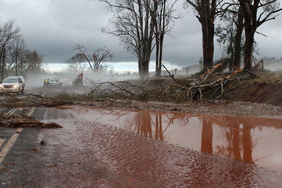 Clean up begins at Nanango in the South Burnett region following Queensland’s ferocious storms. Facebook/ Nanango State Emergency Service