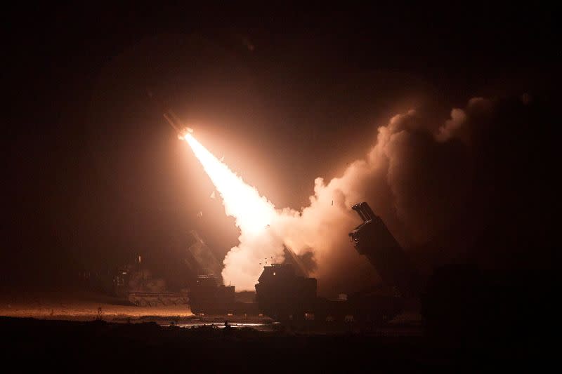 FILE PHOTO: An ATACMS, a surface-to-surface missile, is fired during a joint military training between U.S. and South Korea at an unidentified location