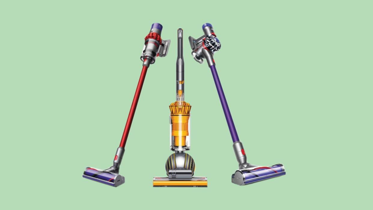 dyson vacuums with green background