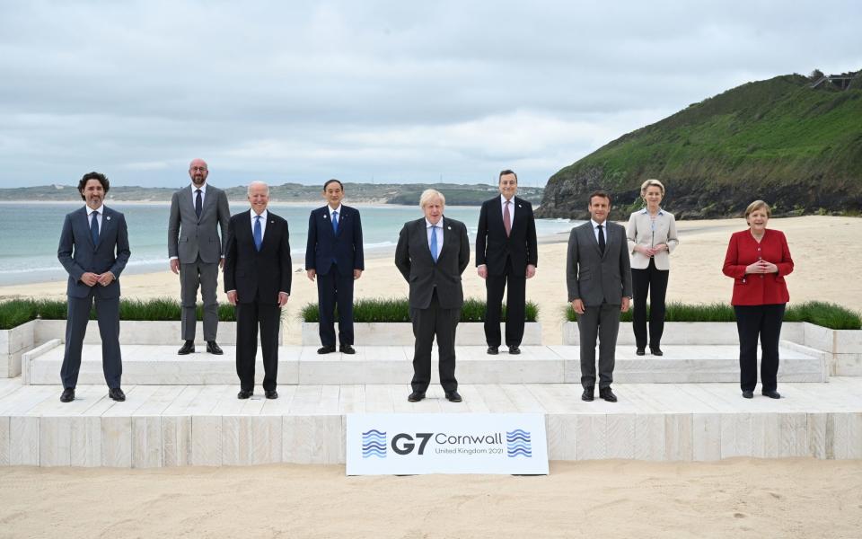 G7 leaders pose in Cornwall - Leon Neal/PA