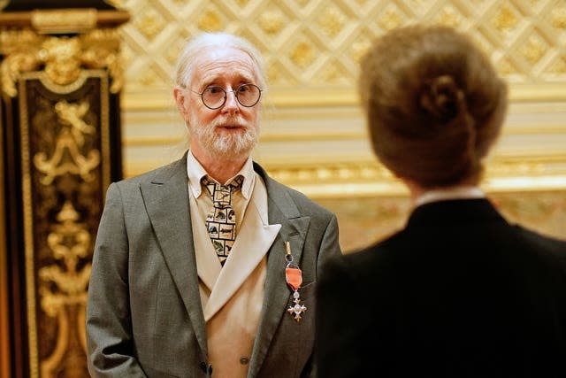 Professor Mark O’Shea, professor of herpetology at the University of Wolverhampton, is made an MBE (Member of the Order of the British Empire) by the Princess Royal (Aaron Chown/PA)