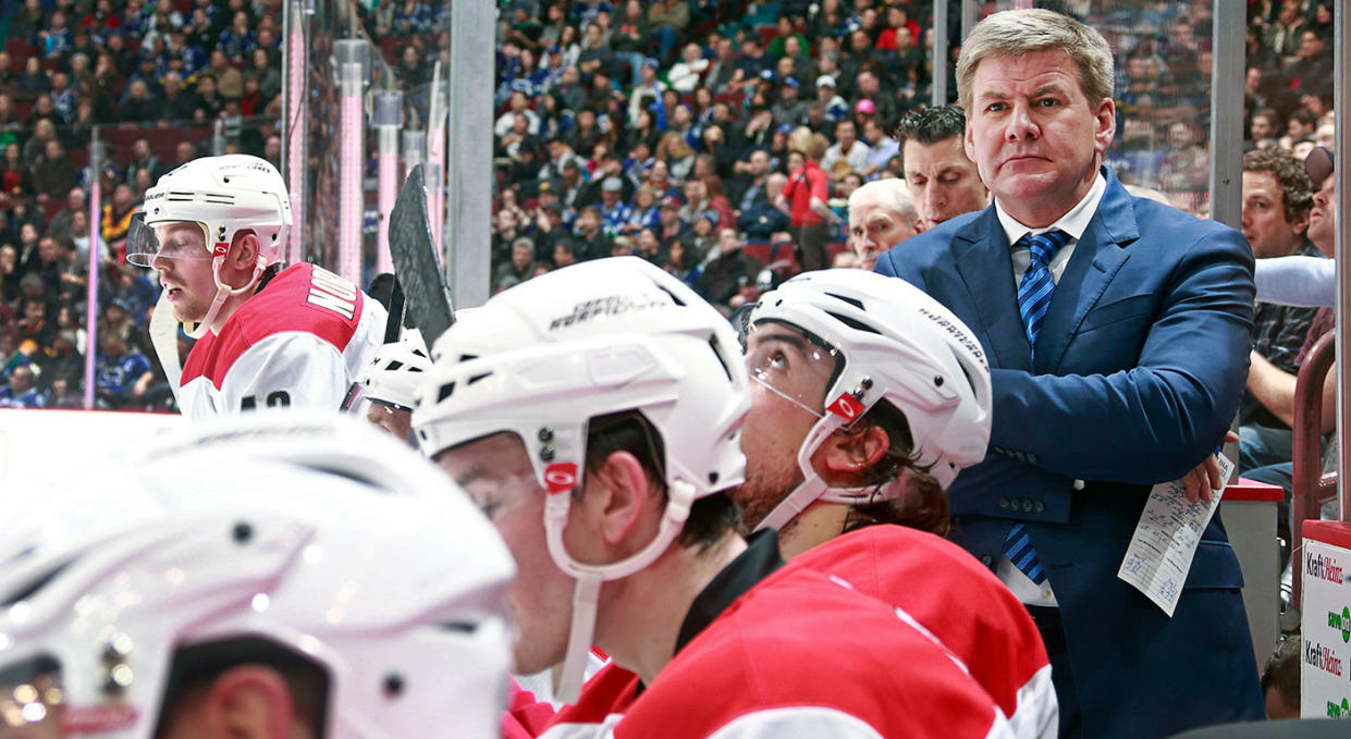 Bill Peters could run into the same problems in Calgary as he had in Carolina. (Photo by Jeff Vinnick/NHLI via Getty Images)