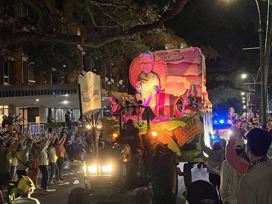 Krewe d’etat rolls on Friday, Feb. 9, 2024. (WGNO/Stephanie Oswald)