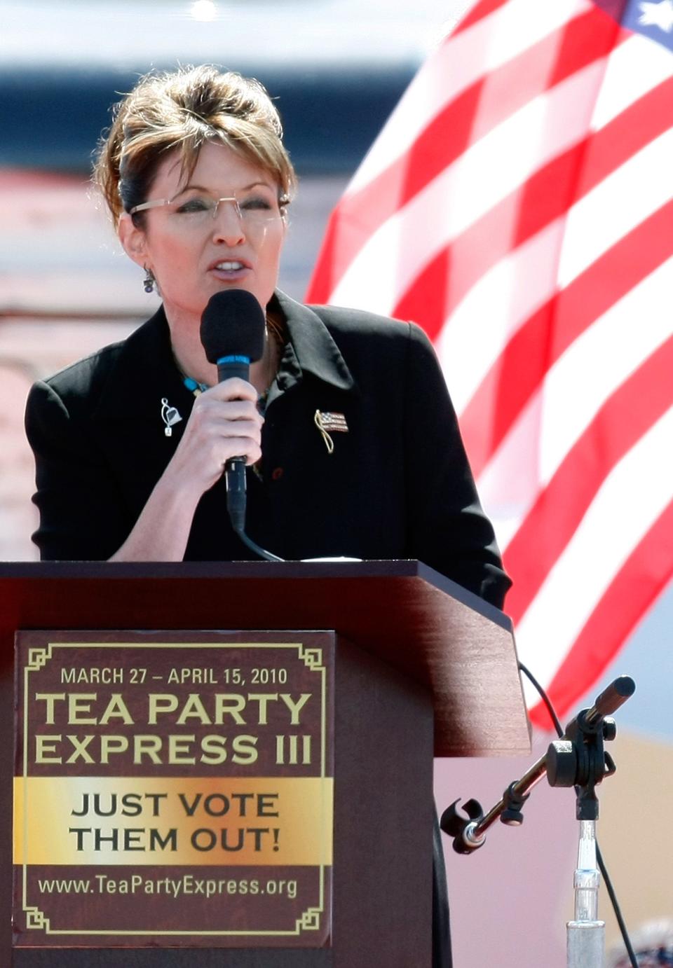 Former Alaska Gov. Sarah Palin speaks at a Tea Party rally in 2010 in Nevada.