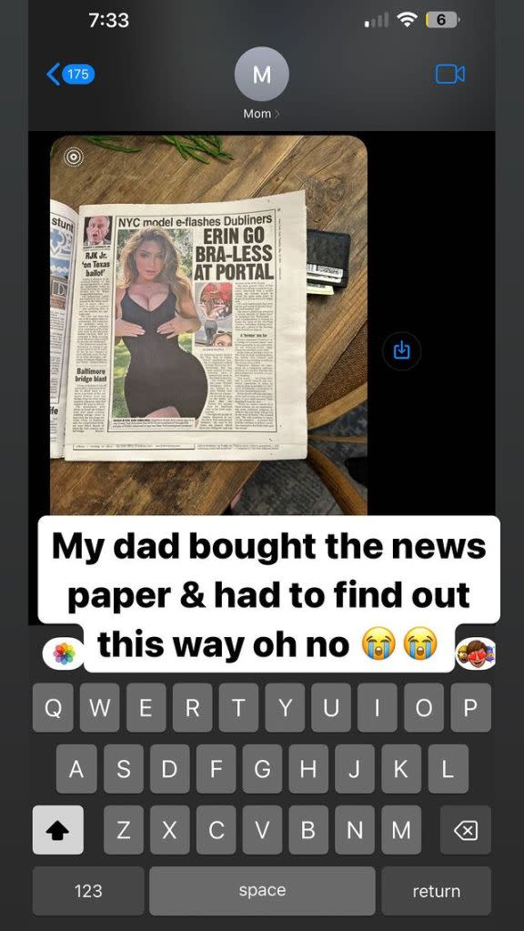 Louise’s dad found out about the portal stunt in the pages of The Post. Instagram/@avalouiise