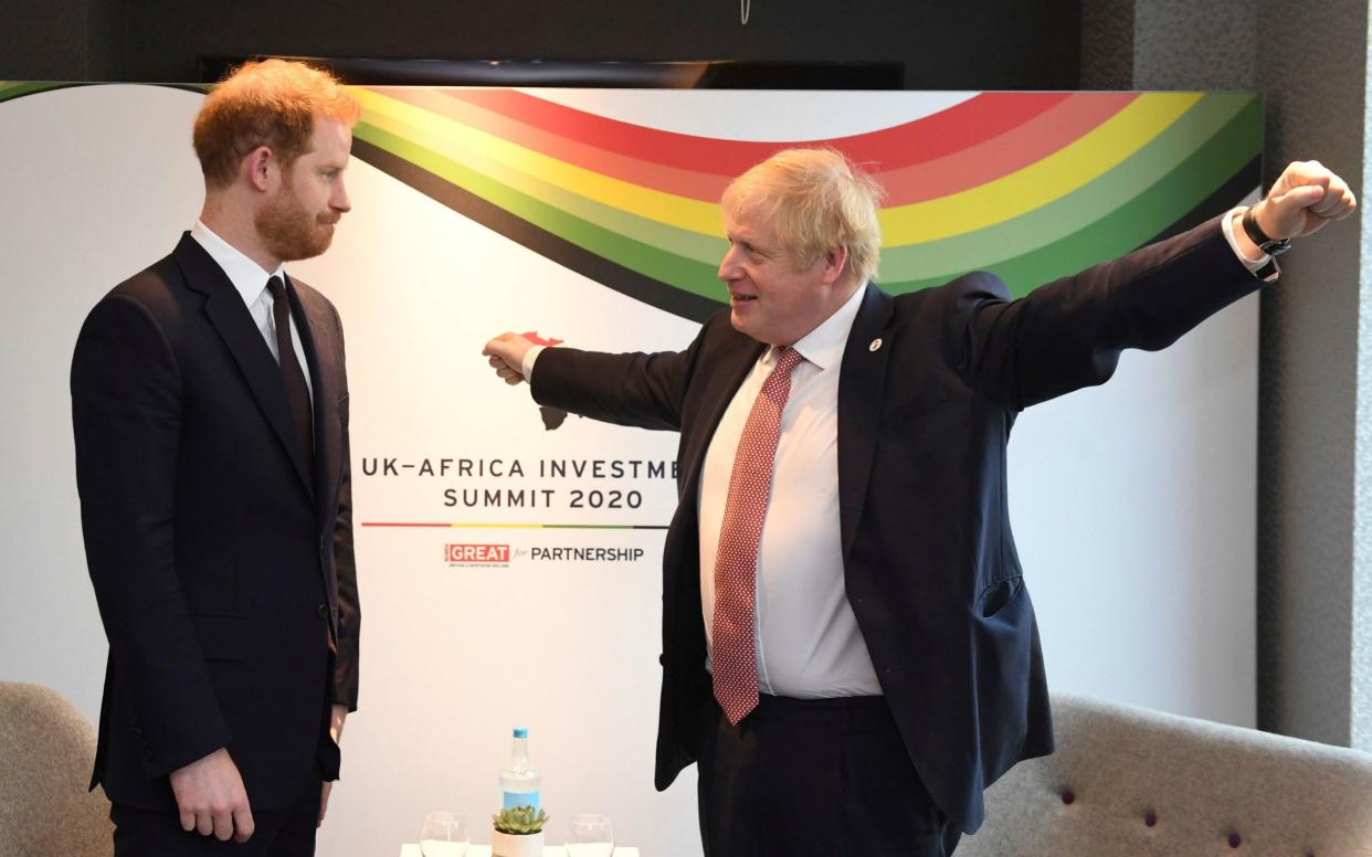  Prince Harry and Boris Johnson meet at the UK Africa Investment Summit in London - PA Pool