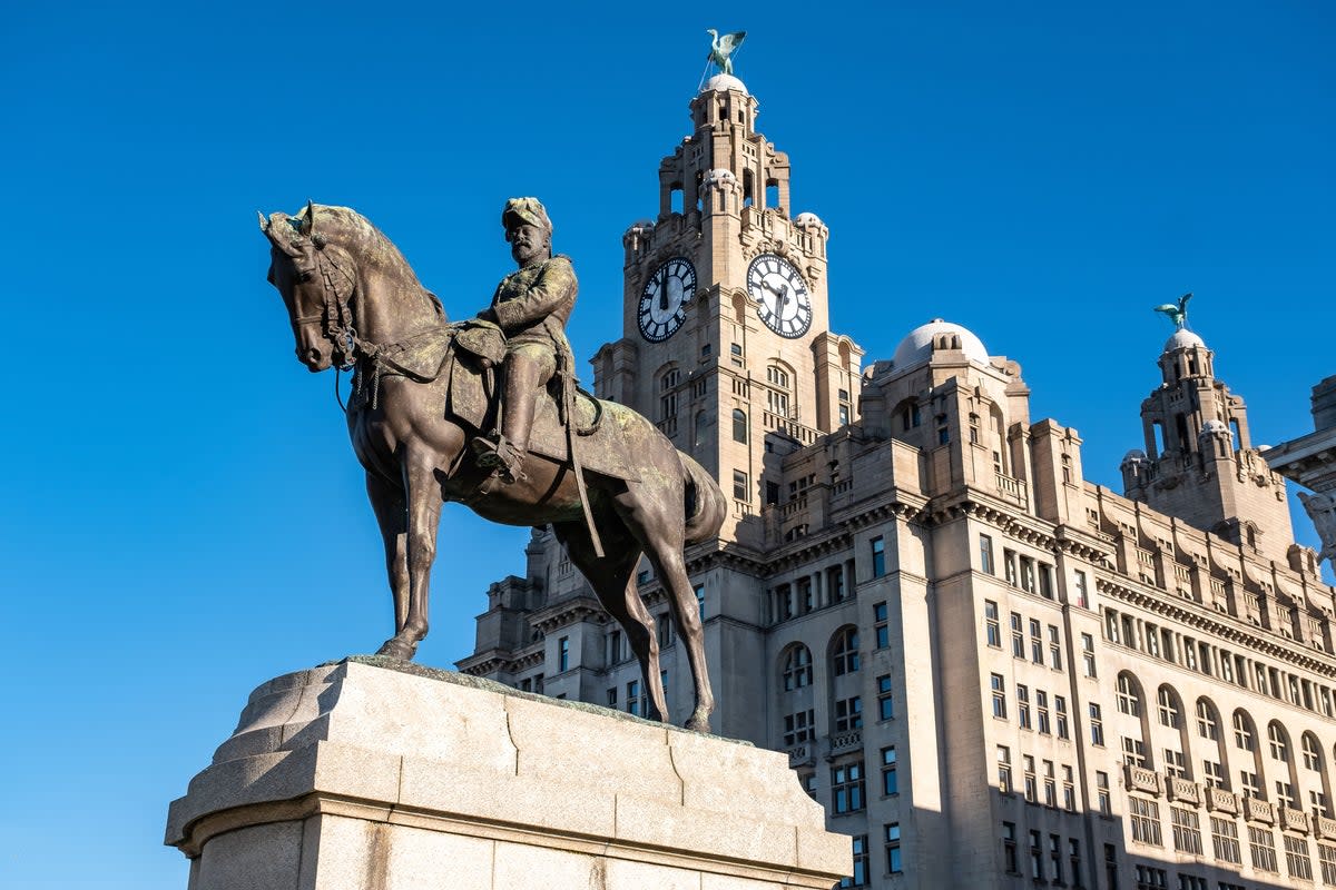 The Edward VII monument at the Pier Head, close to the river (Getty Images)