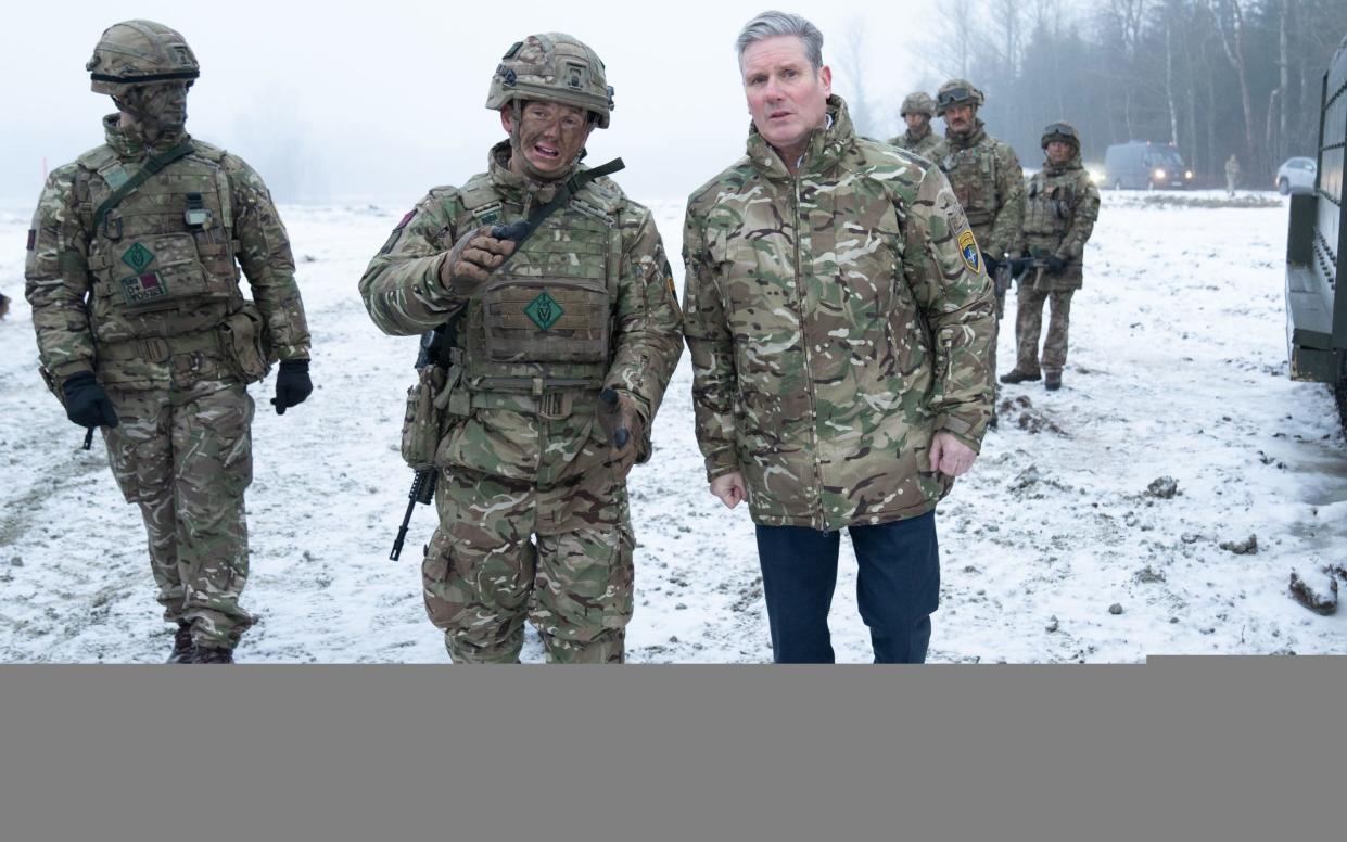 Sir Keir Starmer visited British troops at a Nato operating base close to the Russian border in Estonia in December
