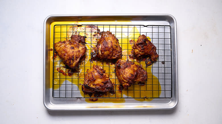 roasted chicken on a sheet tray