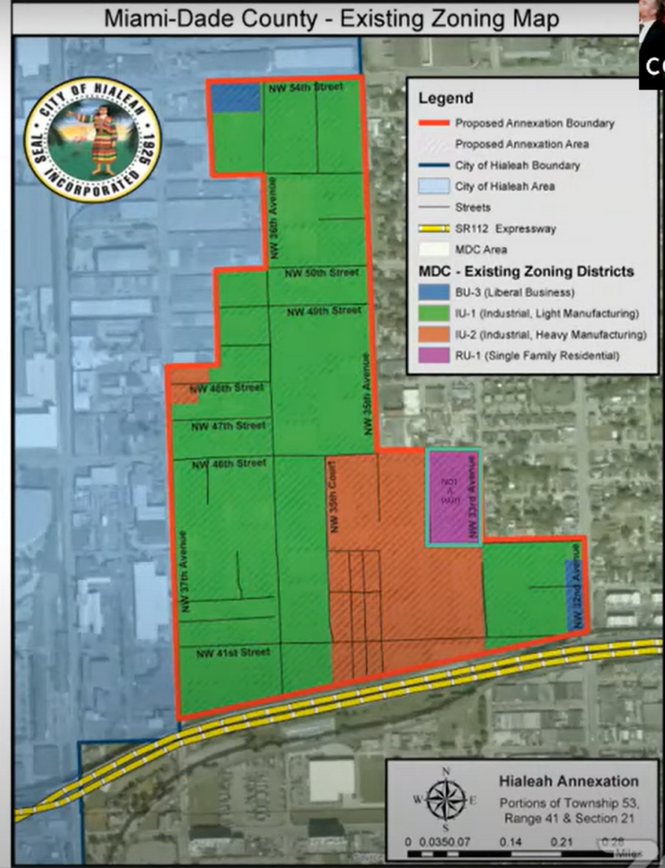 The area in purple on the map was remove from the original plan of annexation, according to the director of The Corradino Group, Edward Ng, engineering firm hired for Hialeah to do the report, it wasn’t suppose to be in the boundaries annex plan
