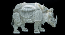 <p>Intricate paper cut out of a rhino. (Photo: Patrick Cabral/Caters News </p>