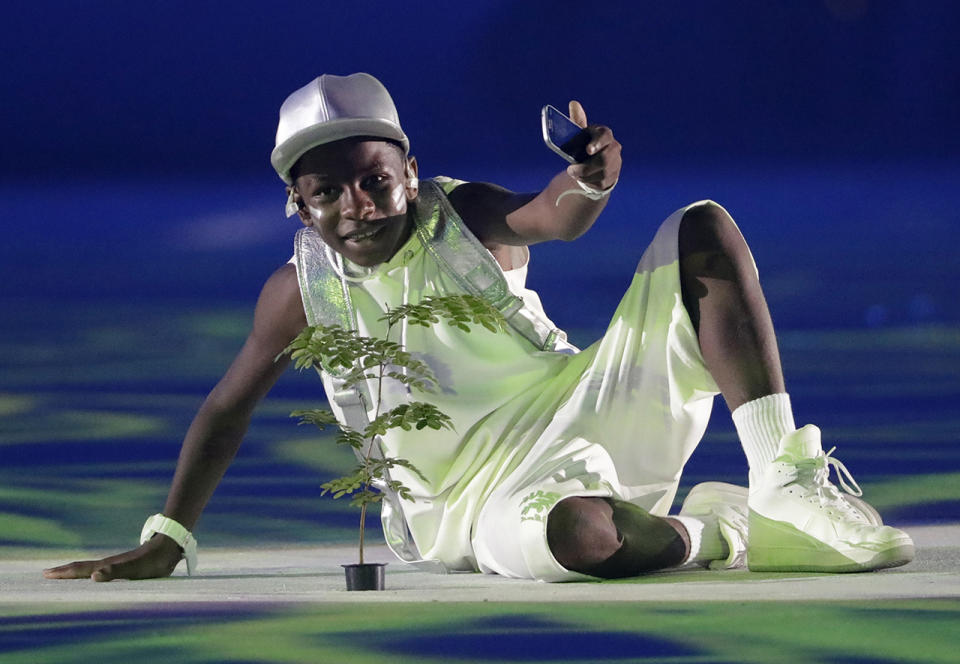 <p>A dancer performs during the Opening Ceremony of the Rio 2016 Olympic Games at Maracana Stadium.AP Photo/David Goldman) </p>