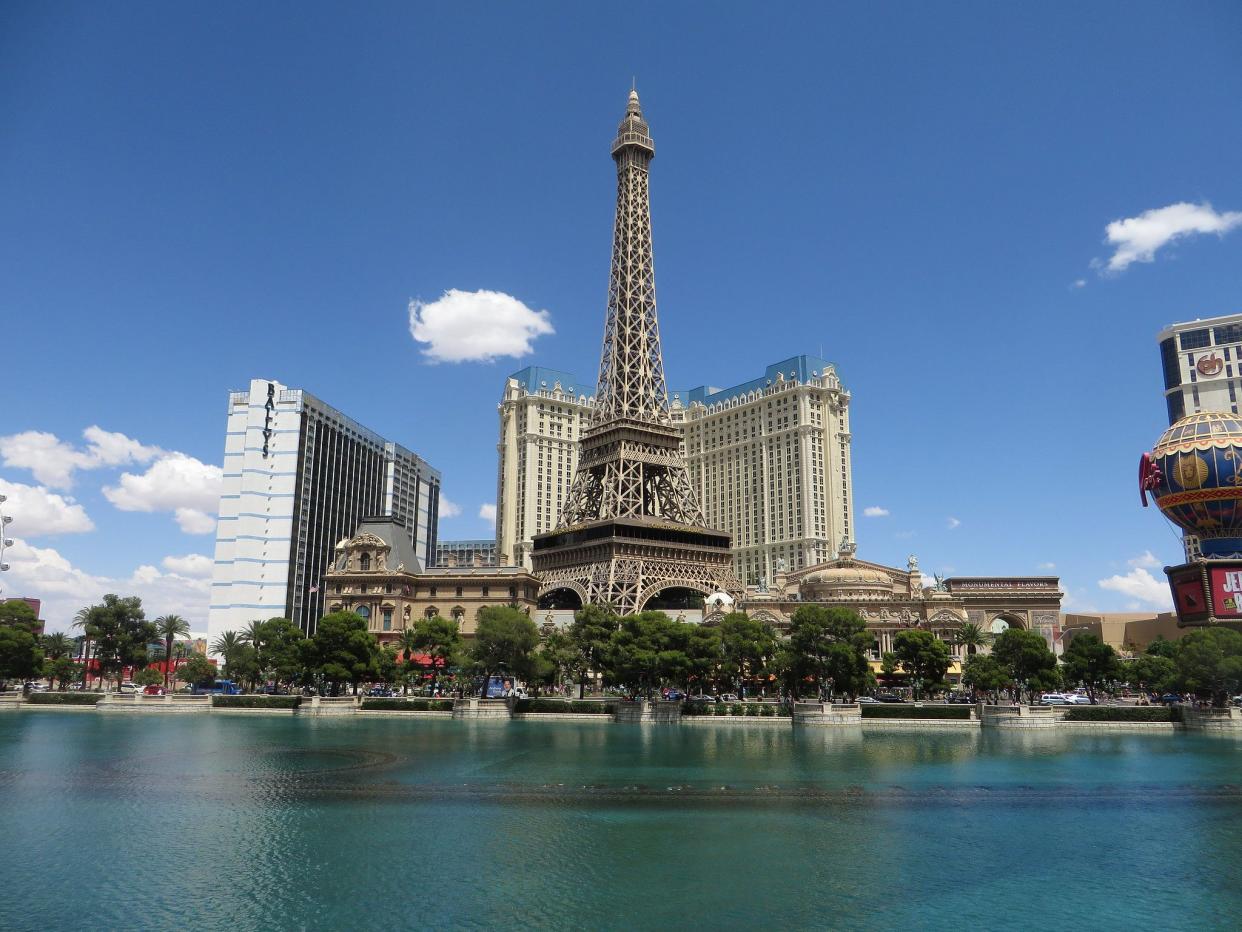 Paris Las Vegas Hotel and Casino photographed from across the pond.