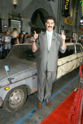 Sacha Baron Cohen at the Hollywood premiere of 20th Century Fox's Borat: Cultural Learnings of America for Make Benefit Glorious Nation of Kazakhstan