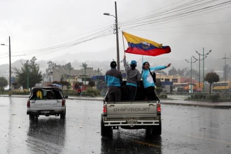 Protests after Ecuador's President Lenin Moreno's government ended fuel subsidies, in Cayambe