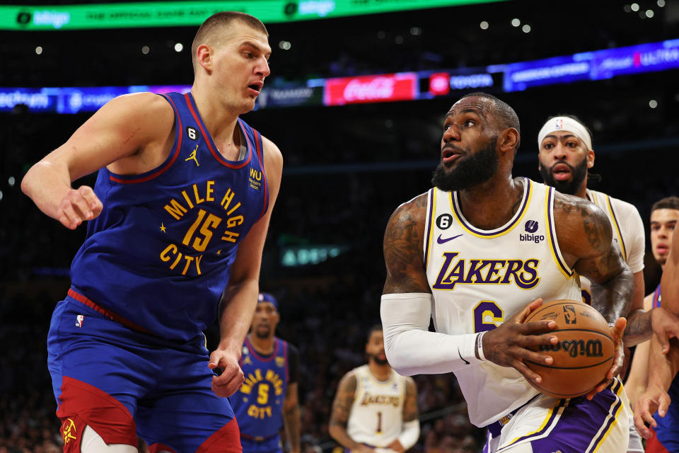 LeBron James and Nikola Jokic will reportedly face off on opening night of the 2023-24 NBA season.  (Photo by Harry Ho/Getty Images)