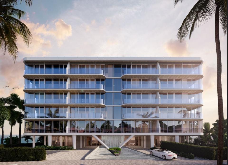 A rendering of the Pearl luxury boutique development at 123 Ocean Avenue, Palm Beach Shores.