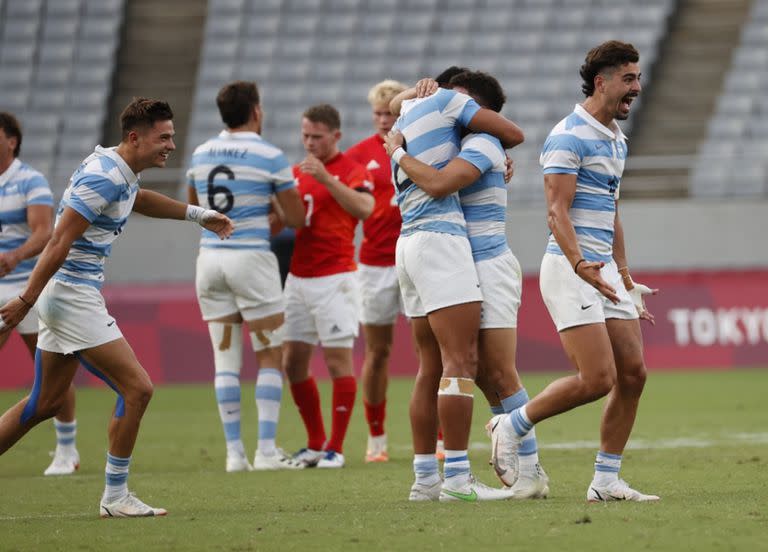 El festejo argentino en Tokio 2020. ¡Los Pumas 7s son de bronce!