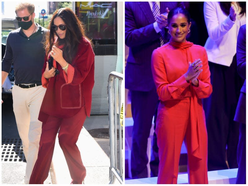 Meghan Markle wearing red outfits