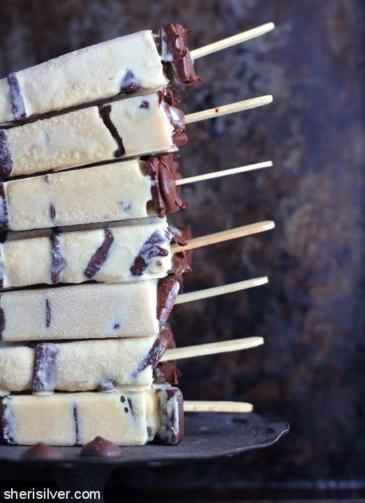 A shot of stacked ice pops