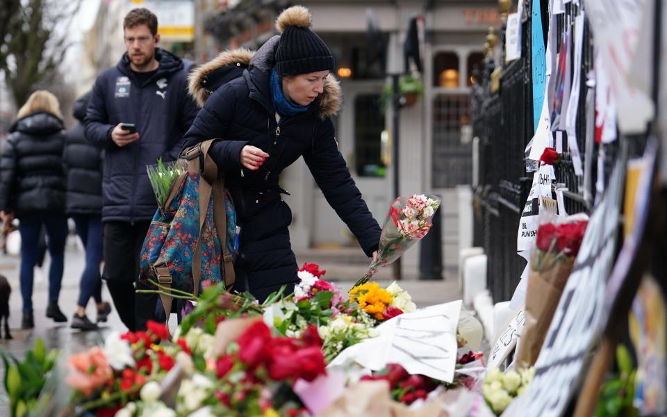 Floral tributes the Russian Embassy in London the Russian Embassy in London, for jailed Russian opposition leader Alexei Navalny who died on Friday.