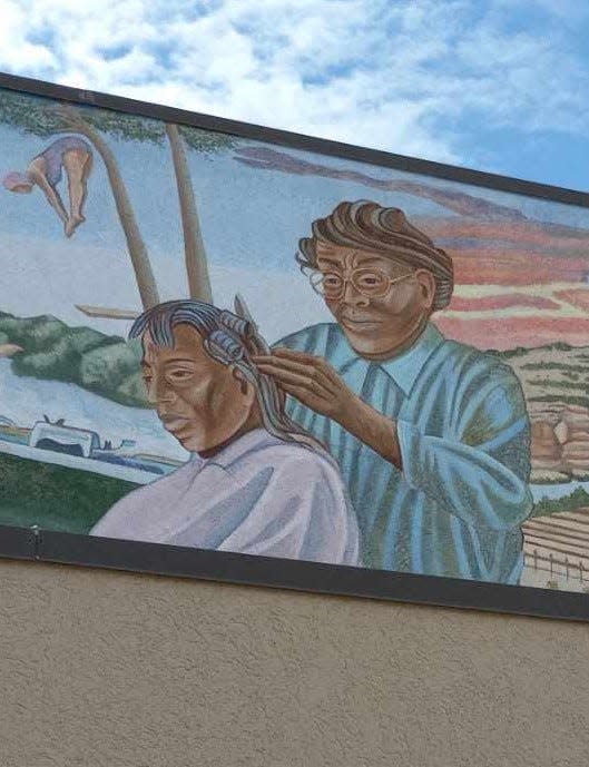Late Carlsbad beautician Jessie Mae Jackson is portrayed in a mural between the Carlsbad Museum and Carlsbad Public Library celebrating life and traditions in Carlsbad and Eddy County.