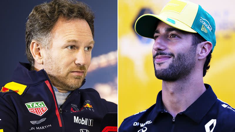 Pictured here, Red Bull team principal Christian Horner and Daniel Ricciardo.
