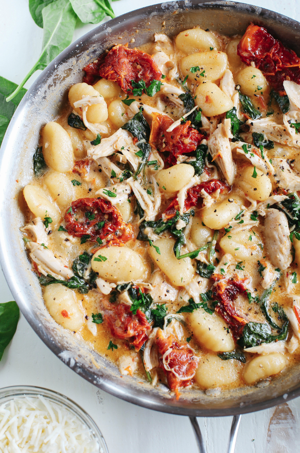 One-Skillet Sun-Dried Tomato and Chicken Gnocchi