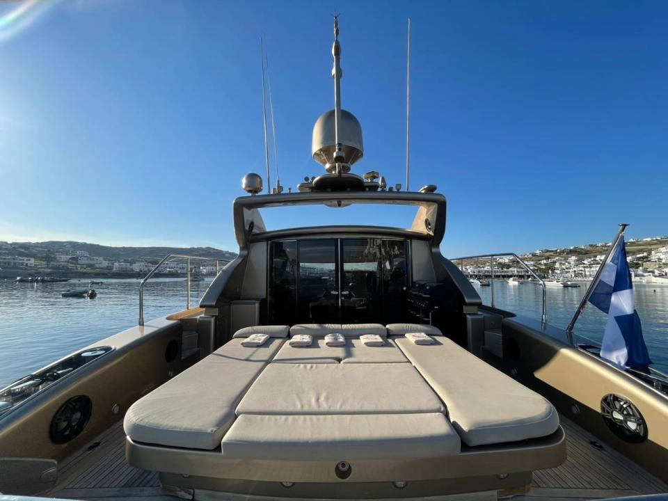 View of back deck of Zeus yacht with space for laying down