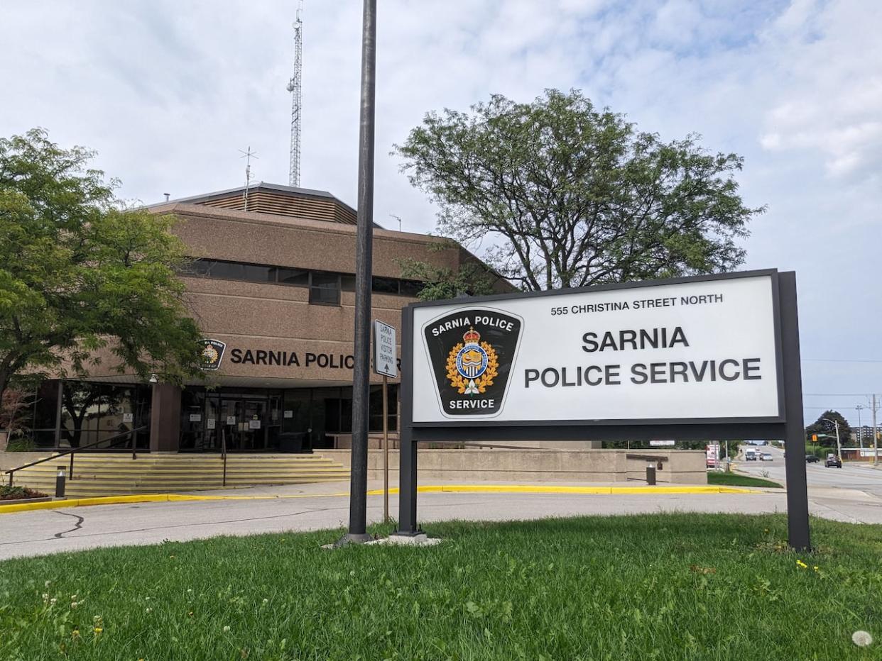 Sarnia police headquarters is shown in a file photo taken on Sept. 11, 2023. (Kerri Breen/CBC - image credit)