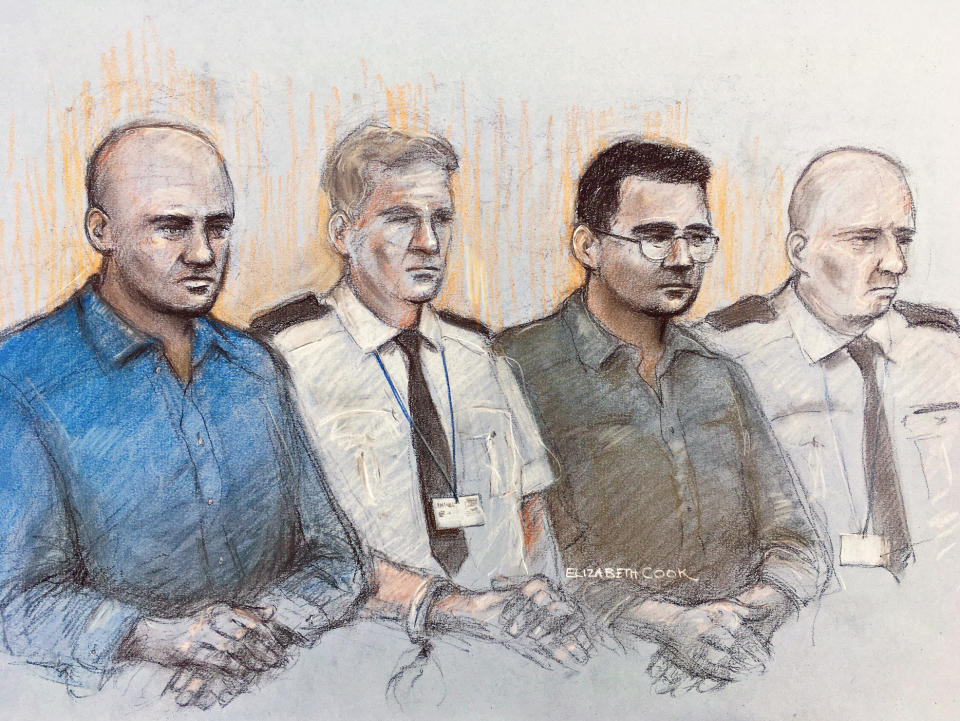 Gheorghe Nica (left) and Eamonn Harrison (right) are being sentenced. (PA/Elizabeth Cook)