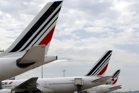 FILE PHOTO: Air France planes are parked on the tarmac at the Paris Charles de Gaulle airport in Roissy