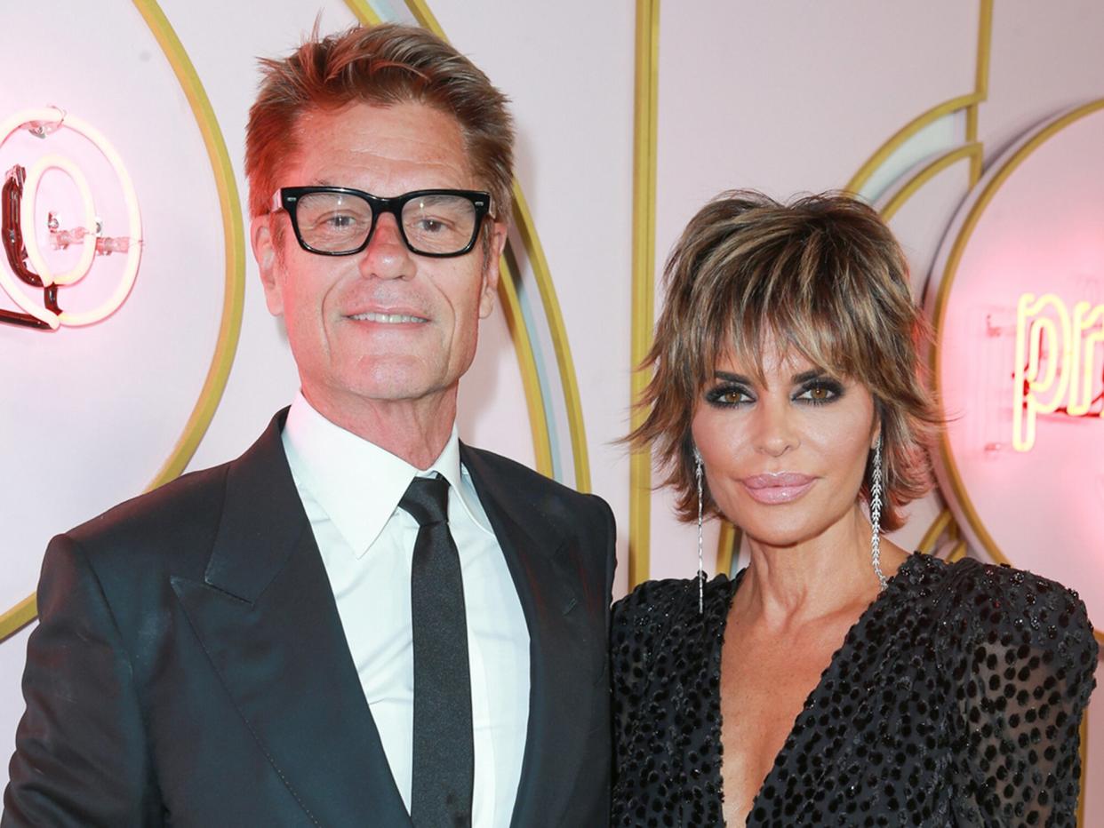 Harry Hamlin (L) and Lisa Rinna attend the Amazon Prime Video post Emmy Awards party at Cecconi's on September 17, 2018 in West Hollywood, California