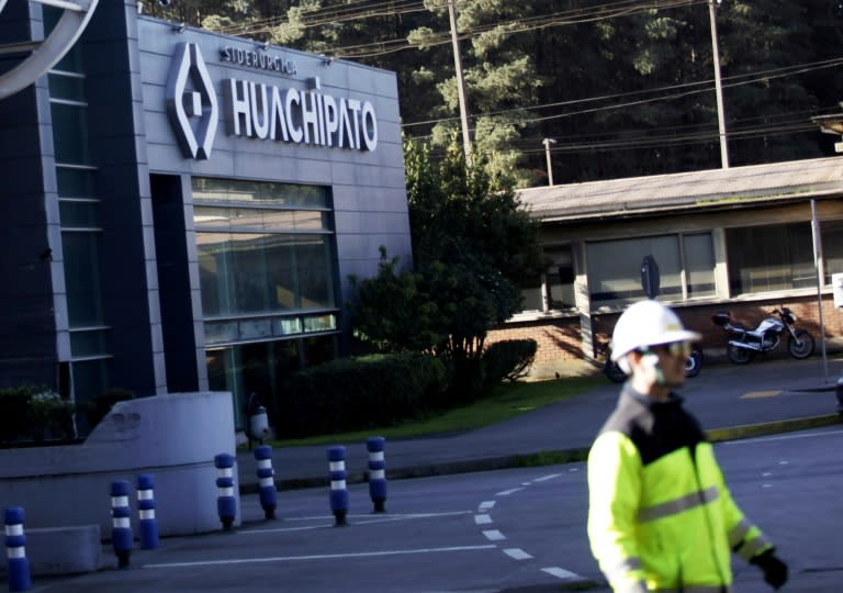 Vue de l'entrée principale de l'aciérie Huachipato, à Talcahuano, au Chili, le 10 septembre 2024 (Maribel FORNEROD)