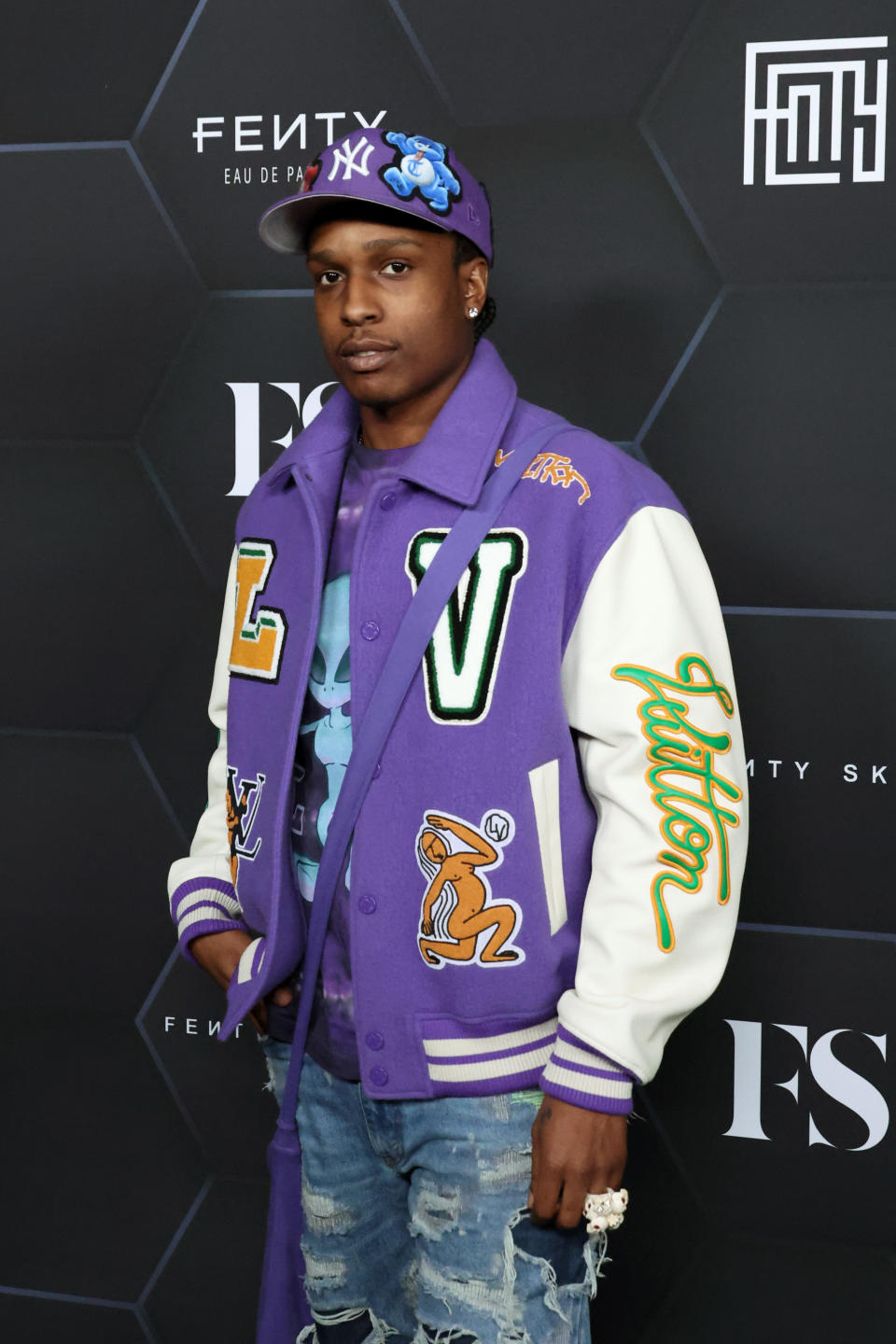 ASAP Rocky poses for a picture as Rihanna celebrates her beauty brands Fenty Beauty and Fenty Skinat Goya Studios on February 11, 2022 in Los Angeles, California.