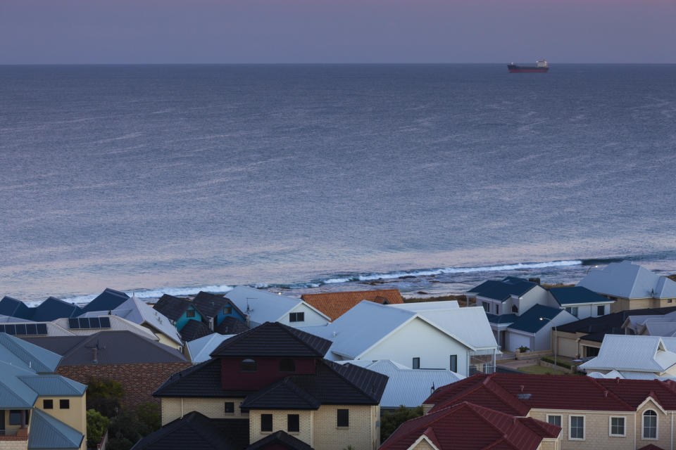 Australia, Western Australia, Bunbury, elevated view of beach houses from Marlston Hill, dawn. Image: Getty