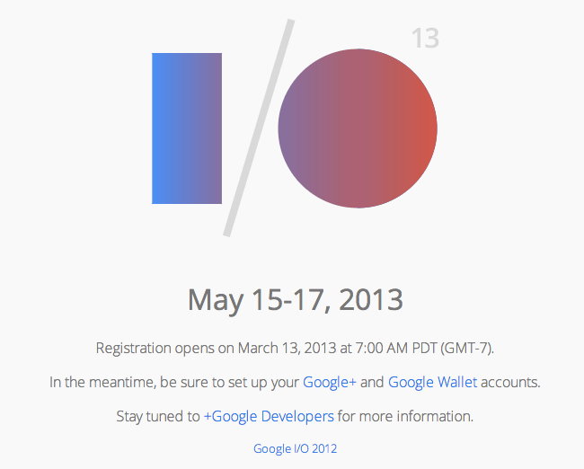 Google I/O Registration Date