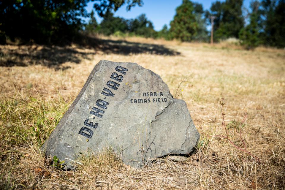 Willamette River Festival volunteers contributed these Kalapuya “Talking Stones” cultural during a Willamette River walking tour that reintroduces some of the Kalapuya language back to the land.