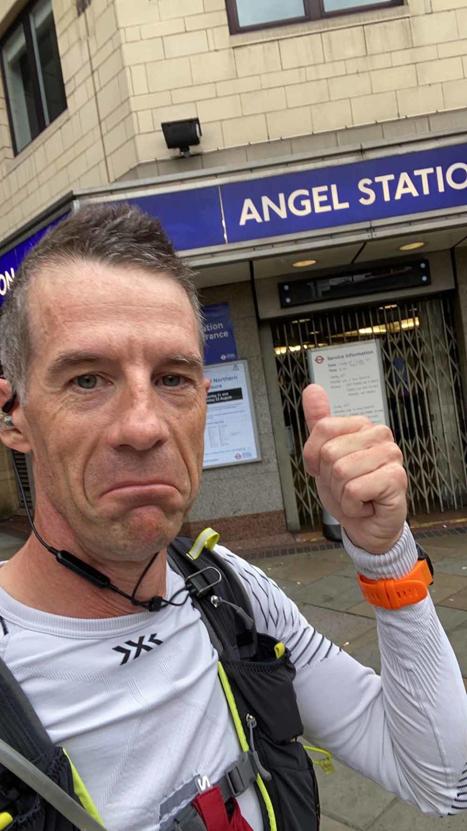 Ray documents his runs with selfies outside each station. (Collect/PA Real Life)