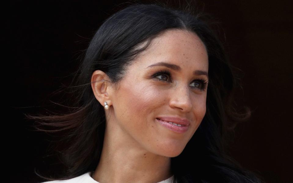 Meghan Markle wearing pearl earrings given to her by the Queen - Chris Jackson/Getty Images