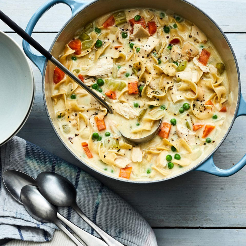 Creamy Chicken Noodle Soup with Rotisserie Chicken