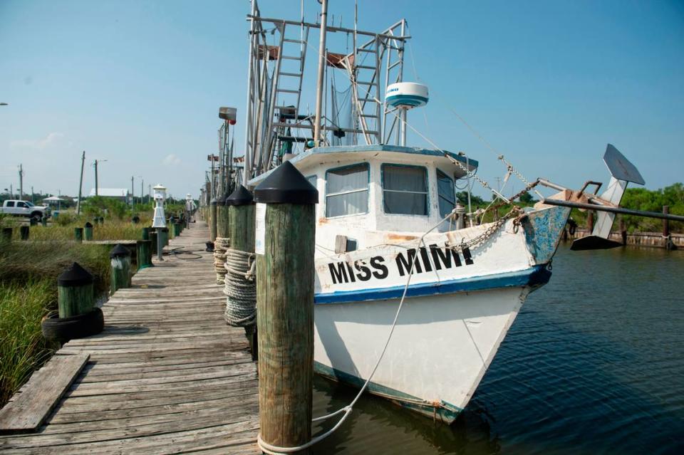 Sau Truong’s shrimping boat, Miss Mimi, at Bayou Caddy in Bay St. Louis on Thursday, June 29, 2023.